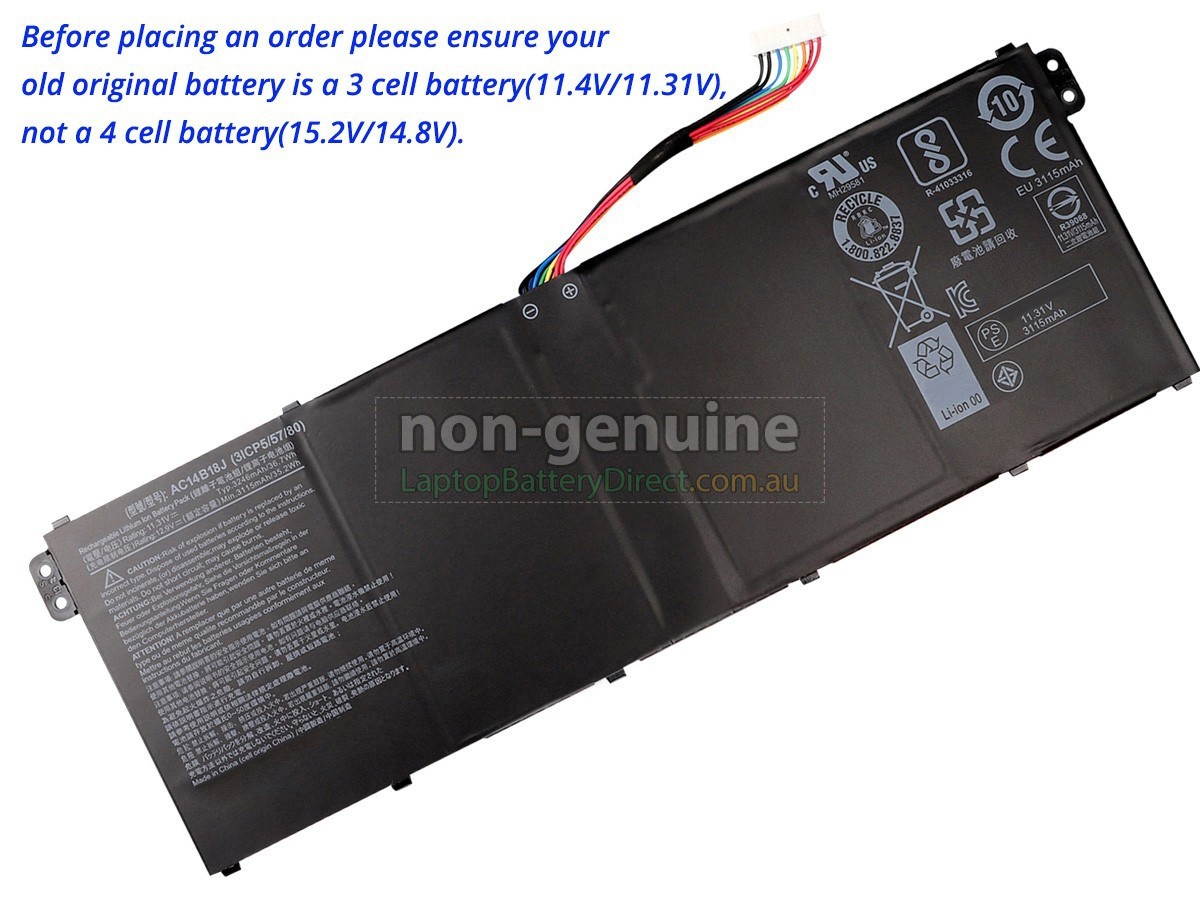 replacement battery for Acer AC14B18J(3ICP5/57/80)